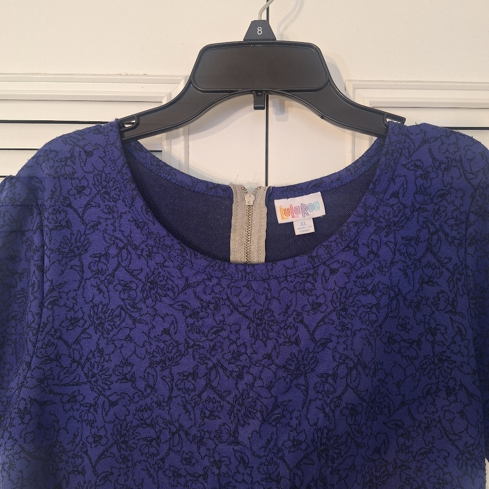 LuLaRoe Amelia Dress Blue And Black Floral Size XL - Picture 2 of 9